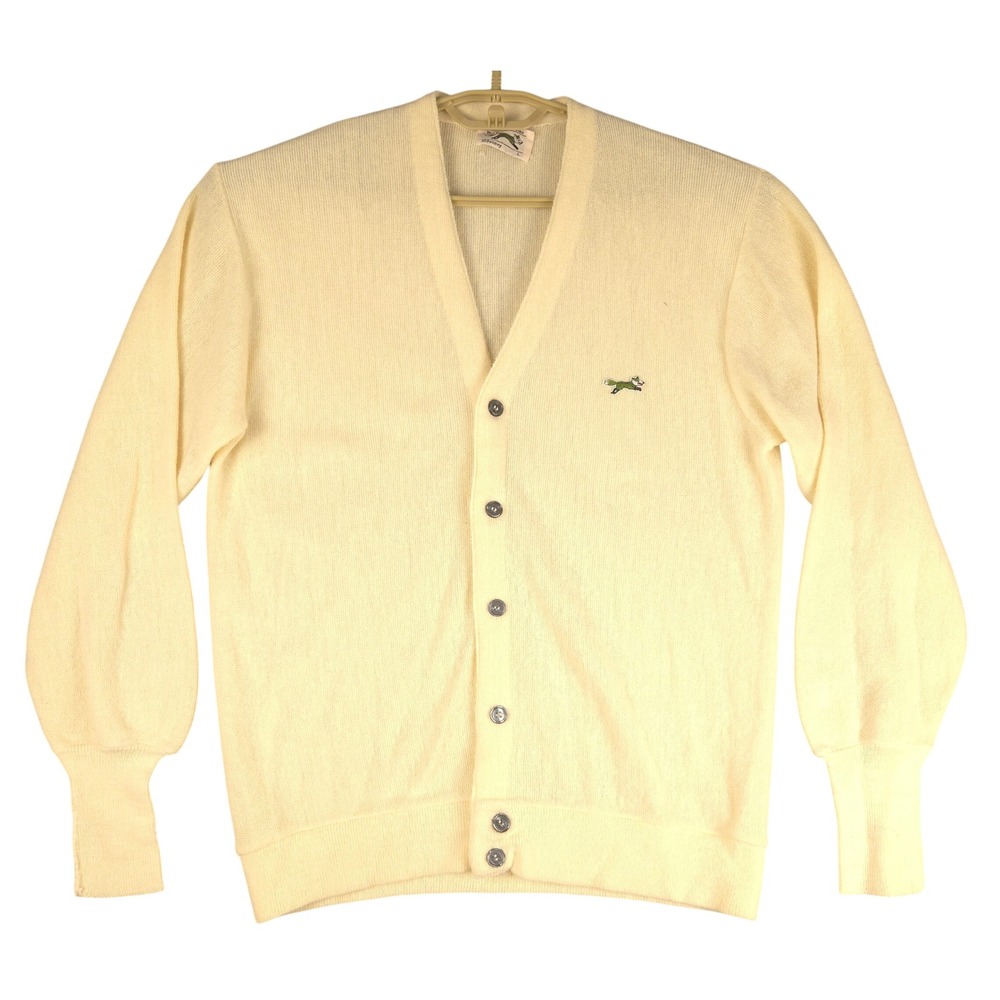 Vintage JCPenney The Fox Sweater Cardigan Mens Large Yellow Kurt Cobain Style